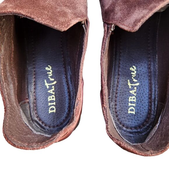 Diba True Ankle Boots Boho Suede Leather Flat Bootie Cottage Fairy Burgundy 10 - Picture 11 of 14